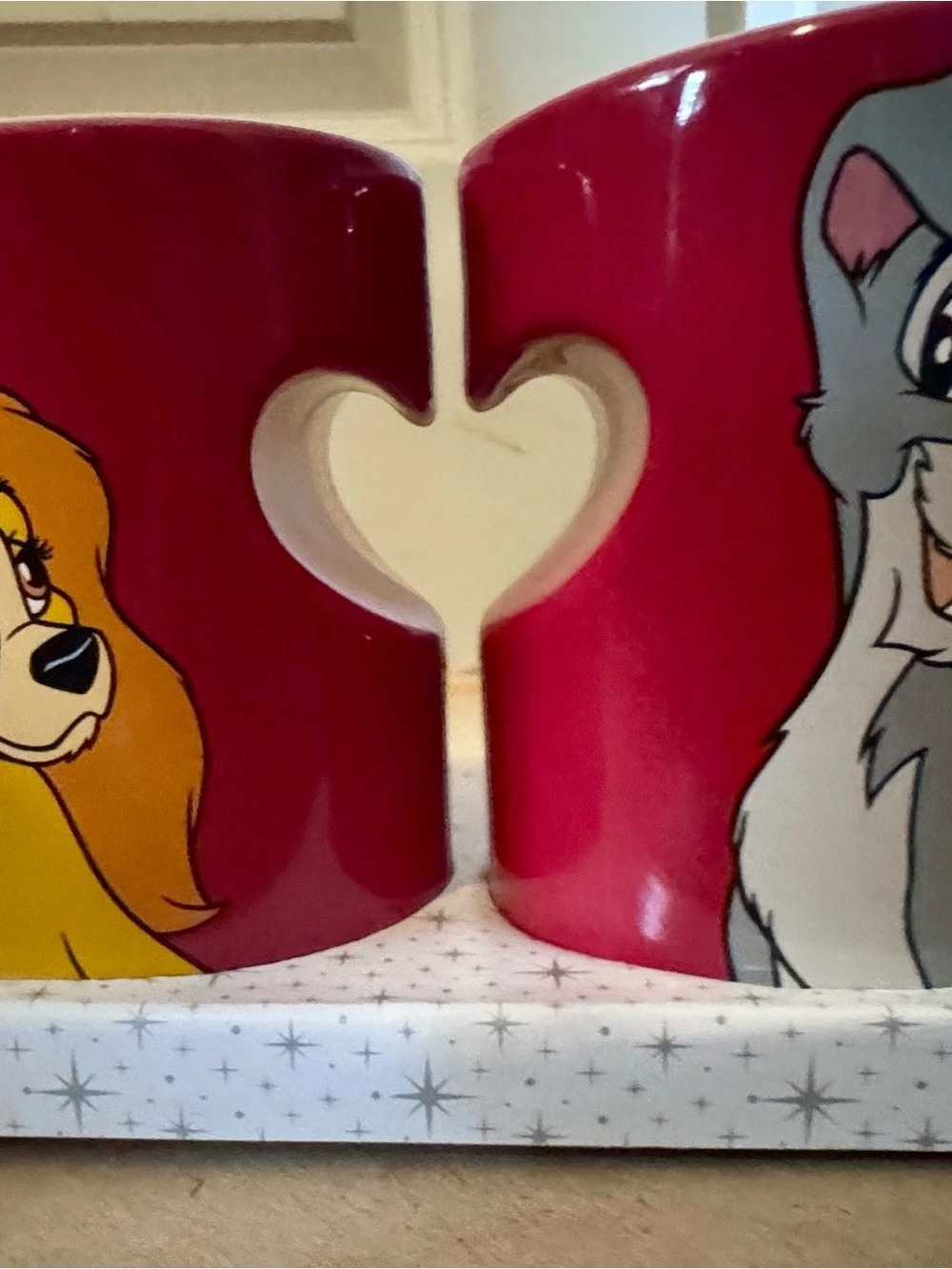 Disney Parks Lady and the Tramp Red & White Mug Set New in Box